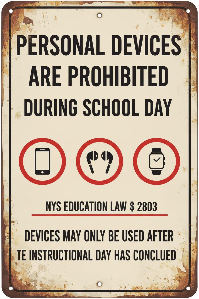 Wall Decor Personal Devices Prohibited - School Sign Metal Sign 8x12Inch Clear Signage For S, Fences Vintage Signs Aluminum Plates Printed