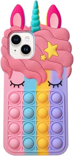 Pop Bubbles Case for iPhone 13, Cute Lovely Cartoon Unicorn