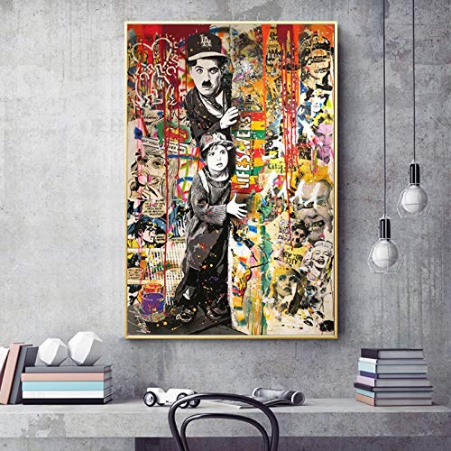 ADGUH Cuadro sobre Lienzo Graffiti Art Canvas Painting Wall Pictures For Living Room Colorful Wall Art Portrait Posters and Prints Decor