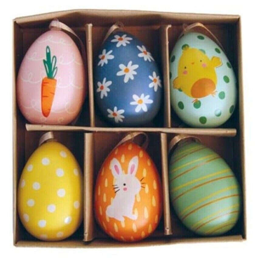 6 Hanging Easter Eggs Medium Polystyrene Speckled Easter Tree Decorations 4.5cm for Easter Party