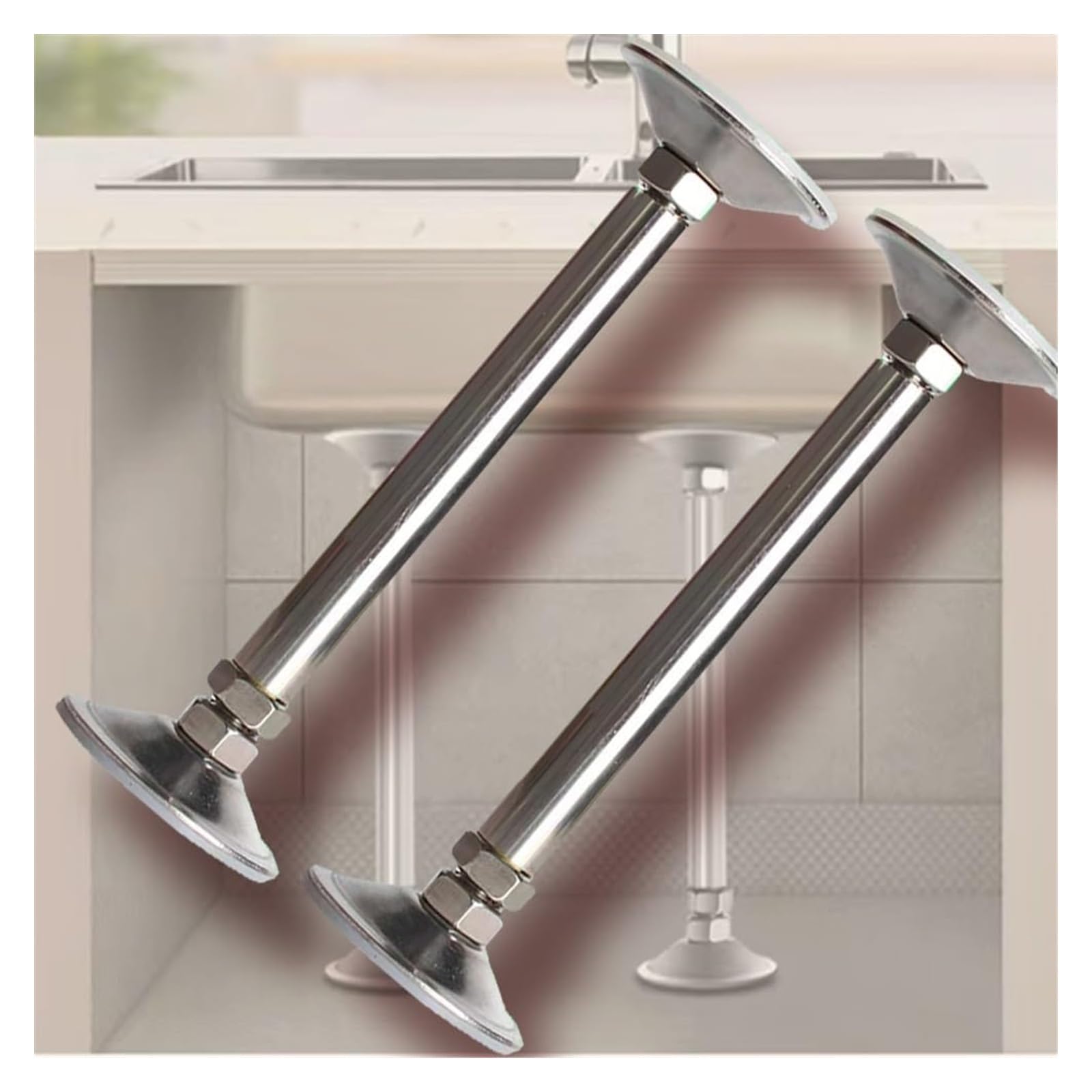 Staffa regolabile per lavello sottotop staffe di supporto regolabili in acciaio inox diverse dimensioni (2 x altezza 25-35 cm)