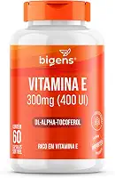 Vitamina E 300mg (400 UI), DL-Alpha-Tocoferol, Rico em Vitamina E, Antioxidante Importado, Unidade 60 Cápsulas Softgel, Bigens (Unidade)