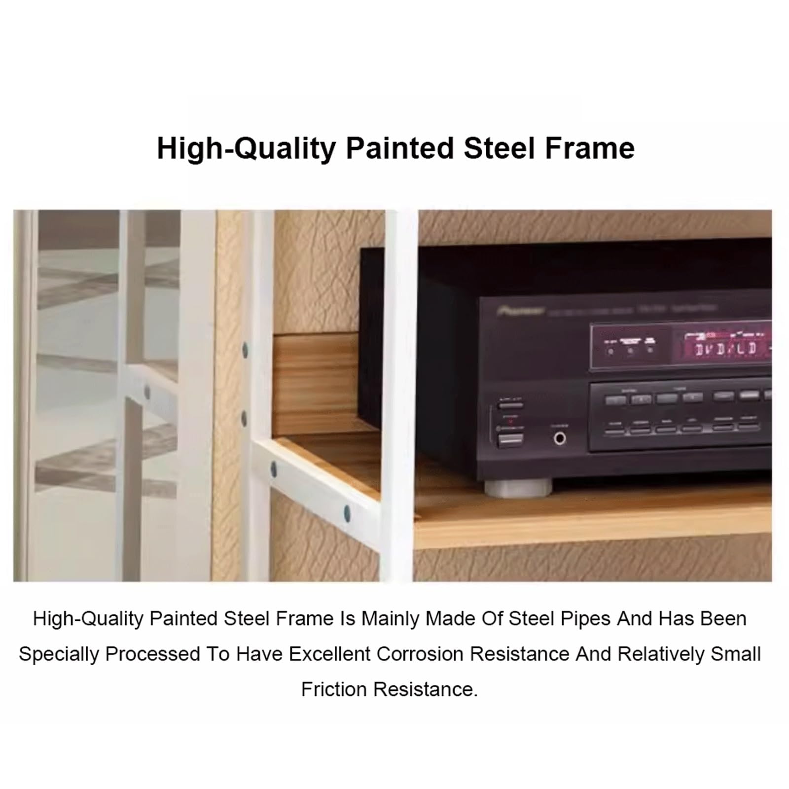 Stojak audio wideo, 3/4 poziomy z kółkami, drewniana mobilna wieża do przechowywania płyt gramofonowych, szafa stereo, do domu, biura, salonu (Nero-70 cm)