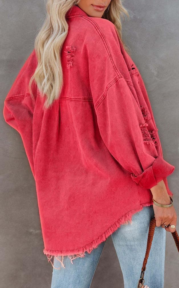 HipGlamp Women's Jean Jacket Classic Basic Button Down Long Sleeves Casual with Pockets - Image 3