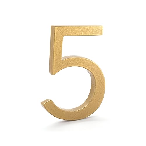 Miniatura 44 de Montague Metal Products MHN-04-F-BA1-6 Números de casa de dirección flotantes modernos de aluminio cepillado sólido, 4 pulgadas, aluminio cepillado