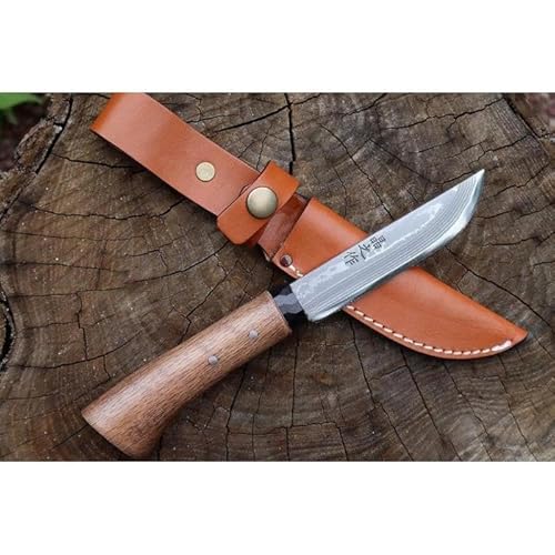 土佐四万十渓流ナイフ105[黒丸輪/全曇]ダマスカス15層青紙2号鋼