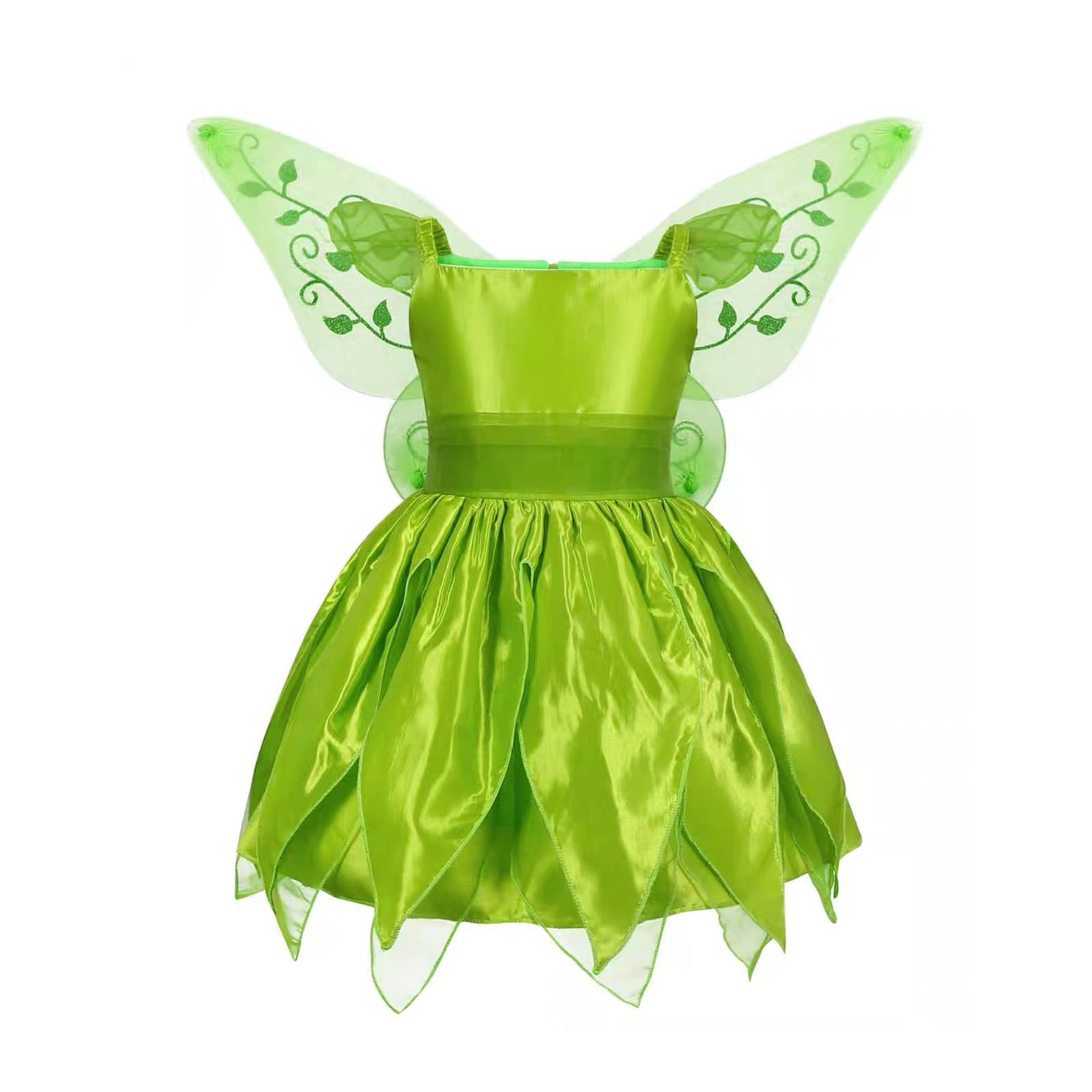 Nsywmzy Halloween Fairy Costume Dress For Girls Princess Tutu Dresses Skirt Butterfly Wing Wand Hair Hoop Birthday Party Gift (Green 2 Pieces Set, 2-3 Years)