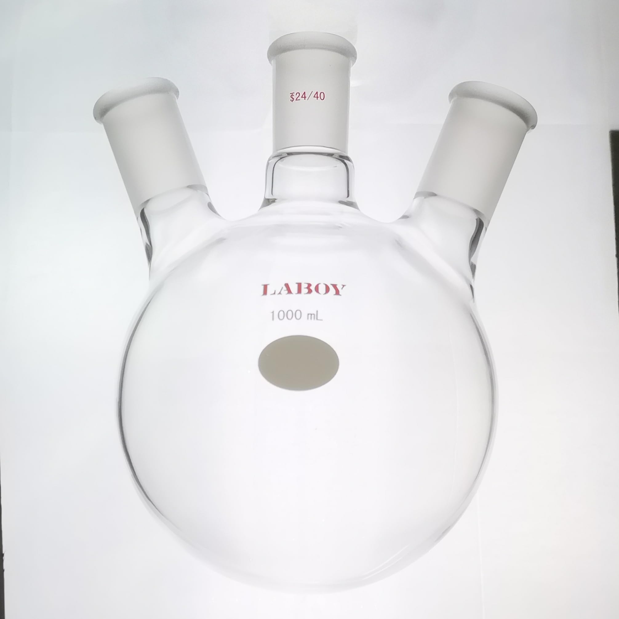 Laboy hmf011435 cristal 1000 ml 3 cuello de fondo redondo de ebullición matraz con 24/40 centro y juntas de lado en ángulo
