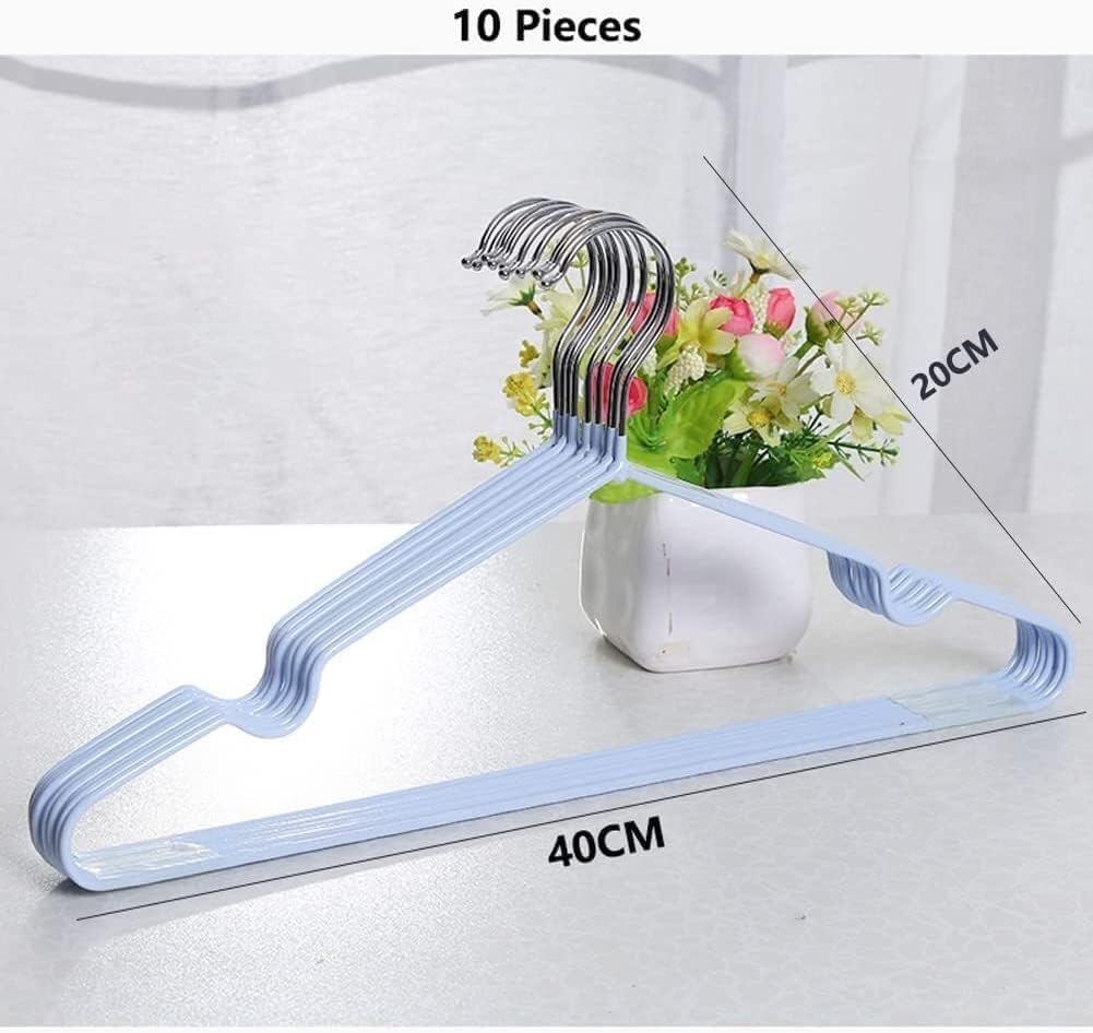 Coat Hangers Metal Hangers 10 Pack Space Saving Organiser Clothes Hangers for Wardrobes(B)