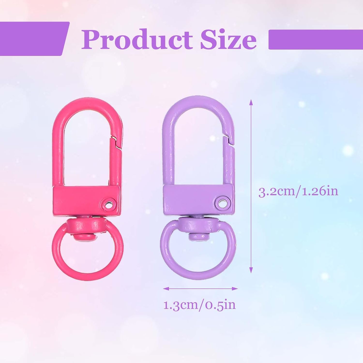 44 Pcs Colorful Lobster Claw Clasps, Colorful Metal Swivel Snap Hooks Swivel Lanyards Trigger Snap Hooks Strap for Key Chains Jewelry Making DIY Crafts Bag Charms Connectors - Image 5