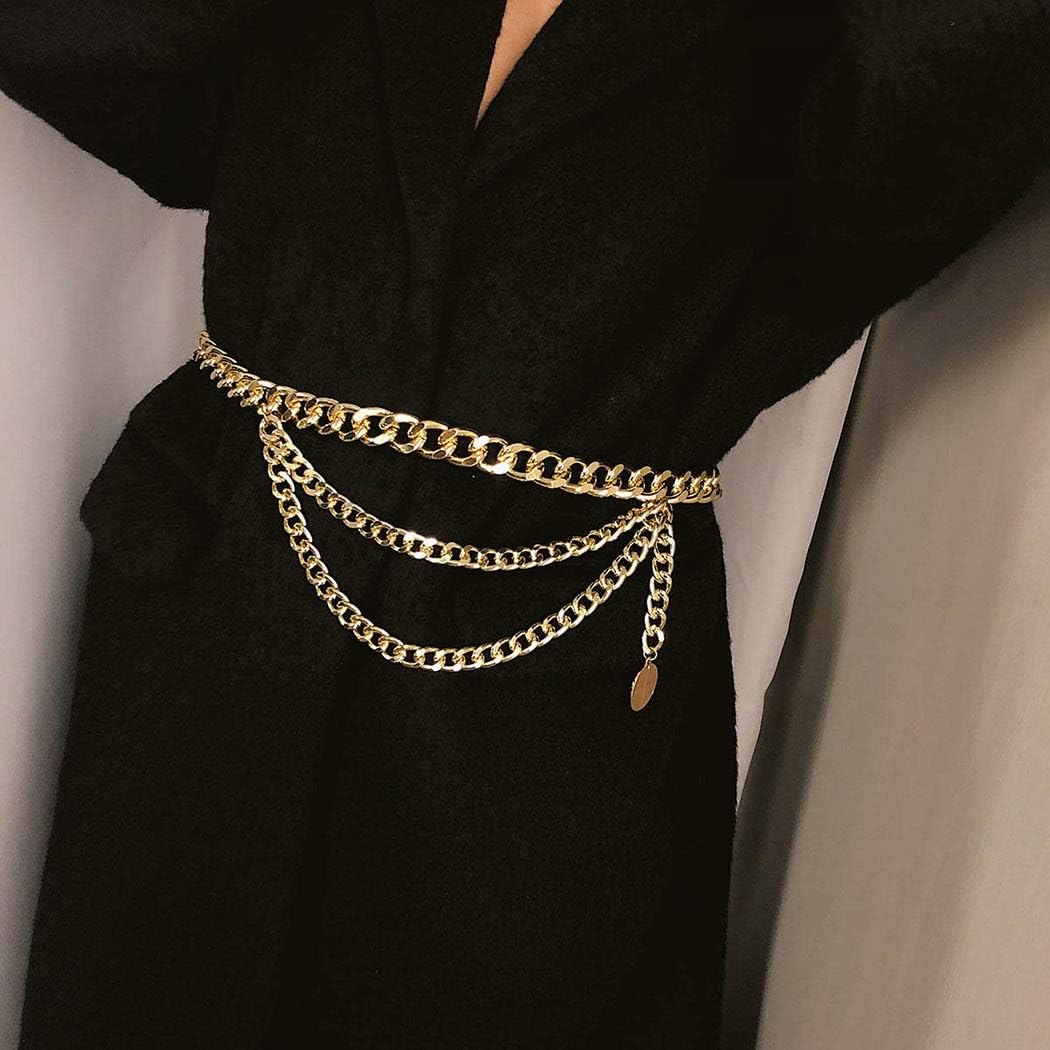 Edary Layered Waist Chain Gold Belly Body Chain Simple Belt Jewelry for Women and Girls