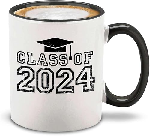 Miniatura 1 de shop4ever Class of 2024 - Taza de café de cerámica de graduación para graduados universitarios, graduados, 11 onzas (mango negro)