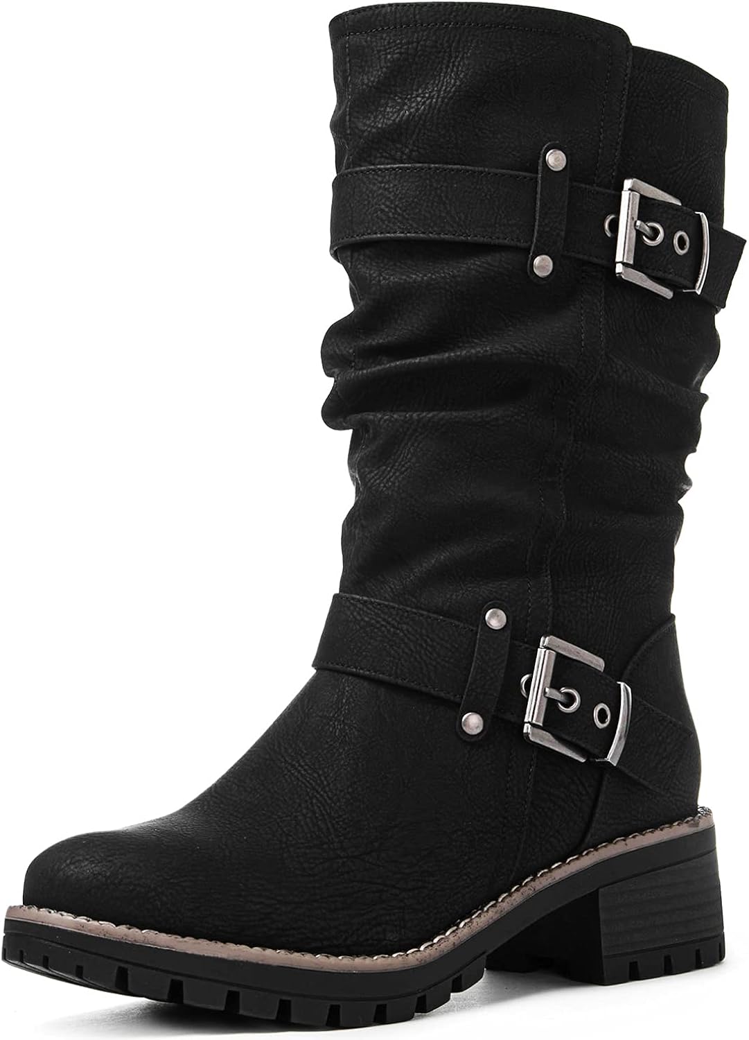  | GLOBALWIN Mid Calf Dress Boots for Women Biker Boots Women | Knee-High