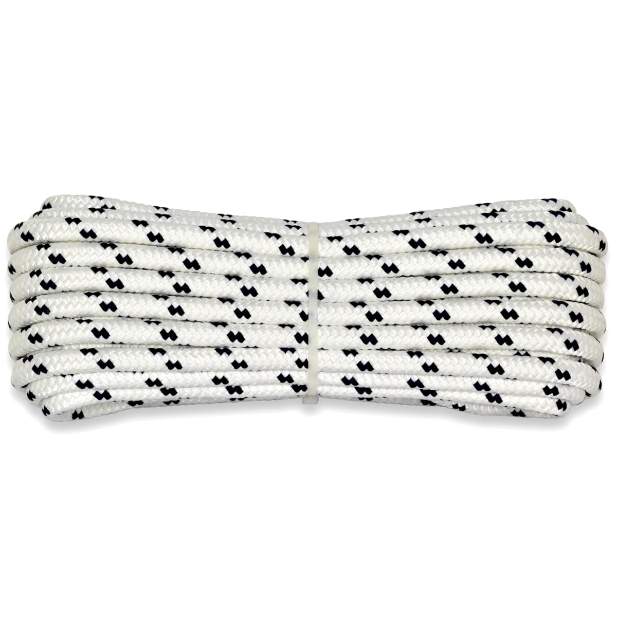 Corderie Italiane 006000495 Treccia mare multiuso giardino e fai da te, stabilizzato ai raggi U.V. resistente a intemperie e agenti atmosferici, 10 mm, 10 mt, colore bianco con spia blu