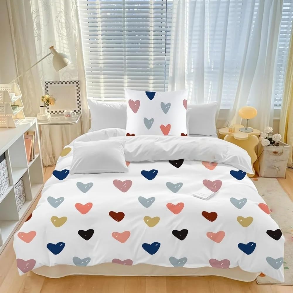 Housse de couette cœur coloré pour remplacer le linge de lit terne et difficile à laver