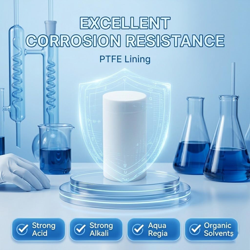 50ml PTFE Lined Hydrothermal Synthesis Autoclave Reactor Lab Unit | Heavy Duty 304 Stainless Steel Shell, 50ml PTFE Lining, 200°C Max Operating Temperature, 4Mpa High Pressure Lab Component