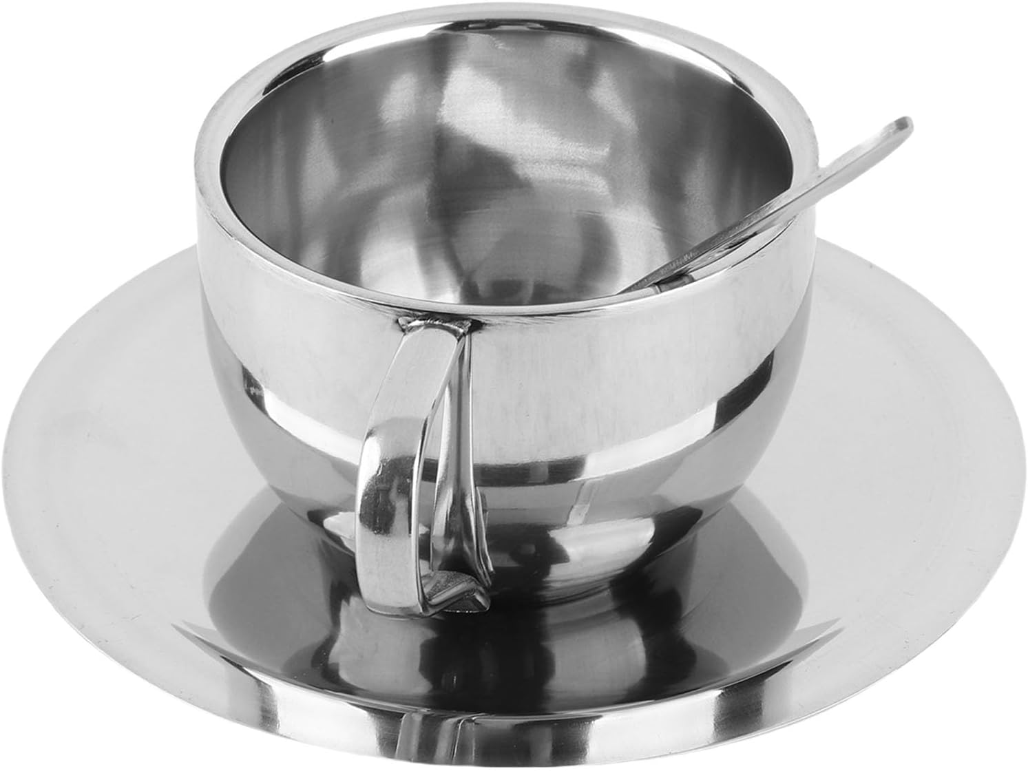 Oumefar Stainless Steel Anti-Scald Espresso Cups Set Premium Coffee Mugs for Cappuccino