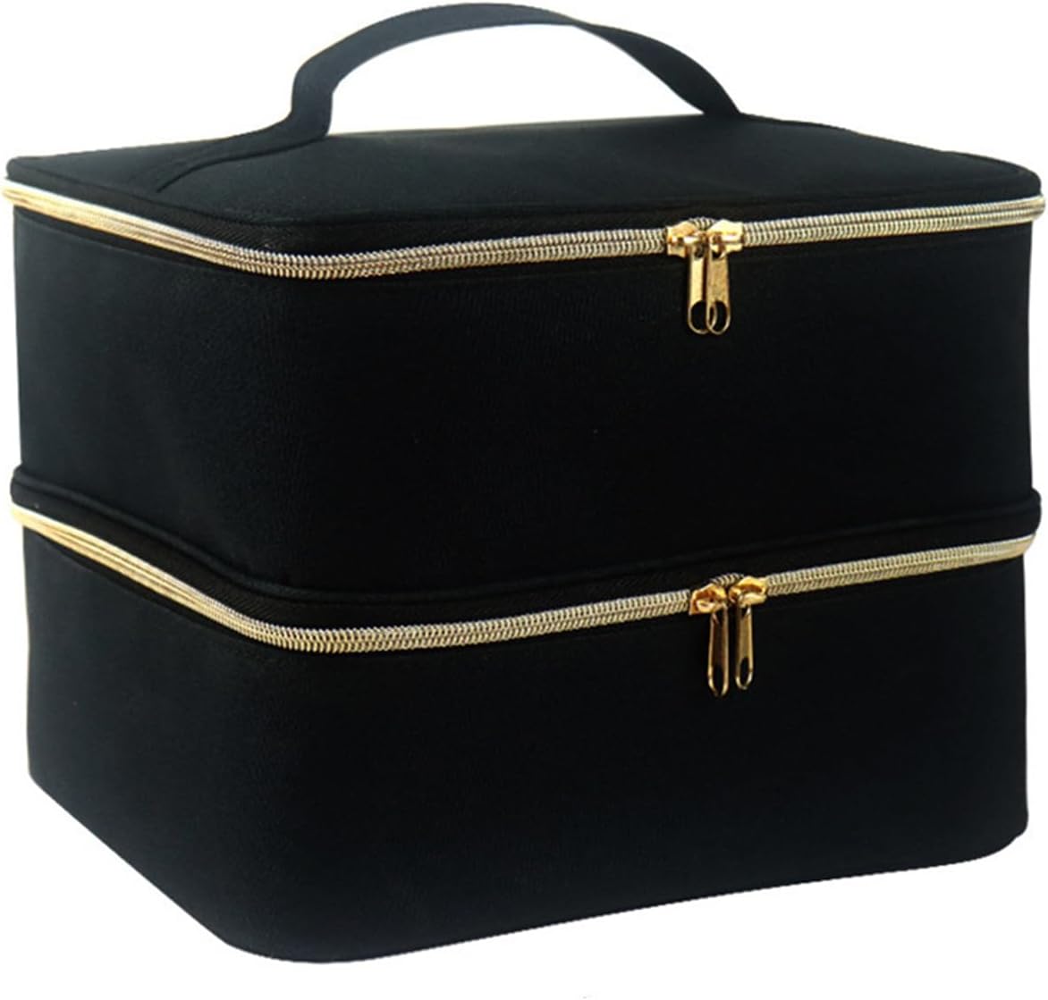 Meichoon Organizer Tools 2 Layers Storage Holder Case with Adjustable Bottle Compartment 30 Bottles of Gel lamp and Manicure Tools Large Makeup Bag Travel Black