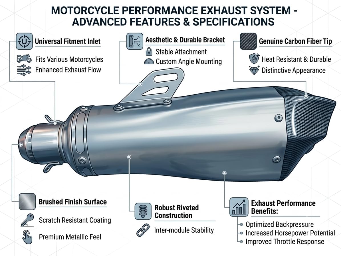 Universal Motorcycle Exhaust System with Dual Outlet, Silver DB Killer, Modified Fitment for All Bikes