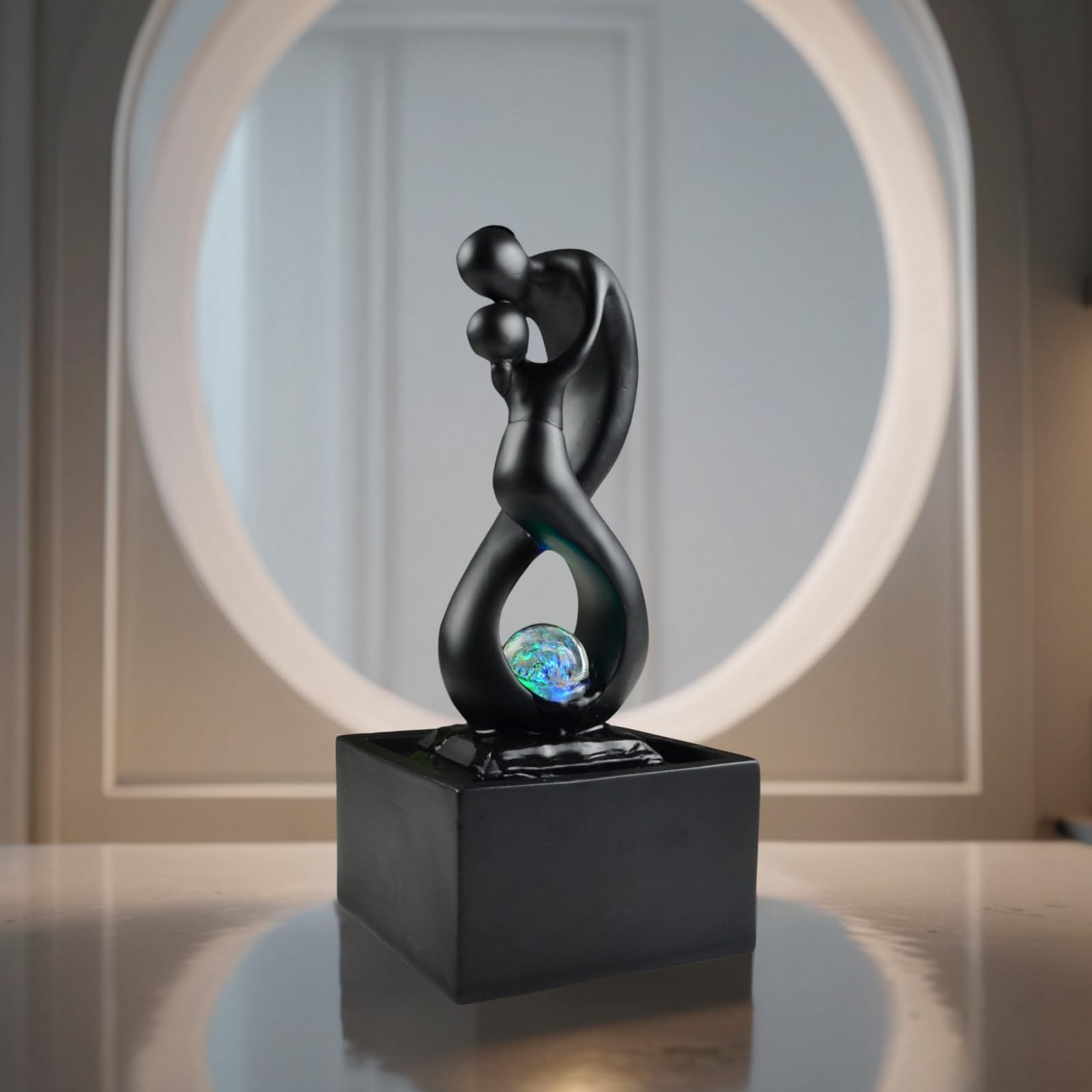Zen'Light SCFR19-C8 - Fontana interna in poliresina, 14 x 14 x 31 cm, colore: Nero