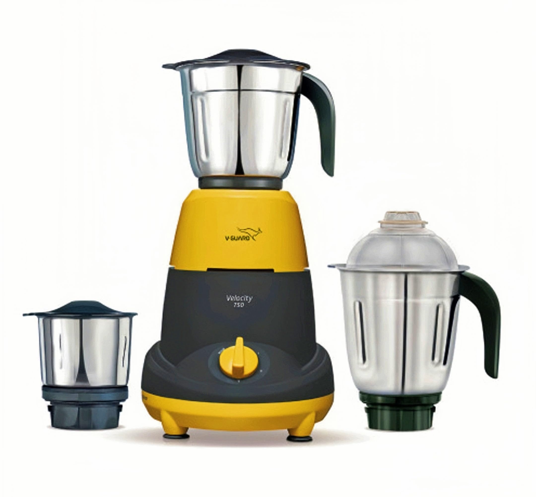 V-Guard Velocity 750 Mixer Grinder with Special Grade Stainless Steel Jars, Grey Yellow, 750 Watt Powerfull motor & 230V-50Hz, Low Voltage and Inverter Compatible, 2 Year Warranty-picture-11