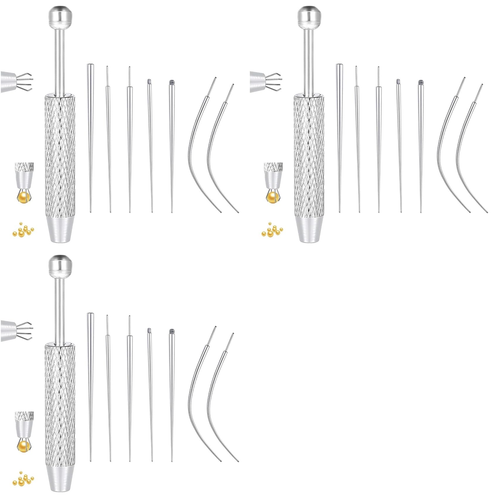 Aundhegrtt 3X Piercing Taper Ball Grabber Tool for Changing Jewelry -Flat Back Earrings Applicator Tool,Body Piercing Kit