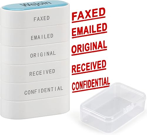 Sello de Oficina - Juego de Sellos de Goma Preentintados 5 en 1: Enviado por Fax, Enviado por Correo Electrónico, Original, Recibido, Confidencial