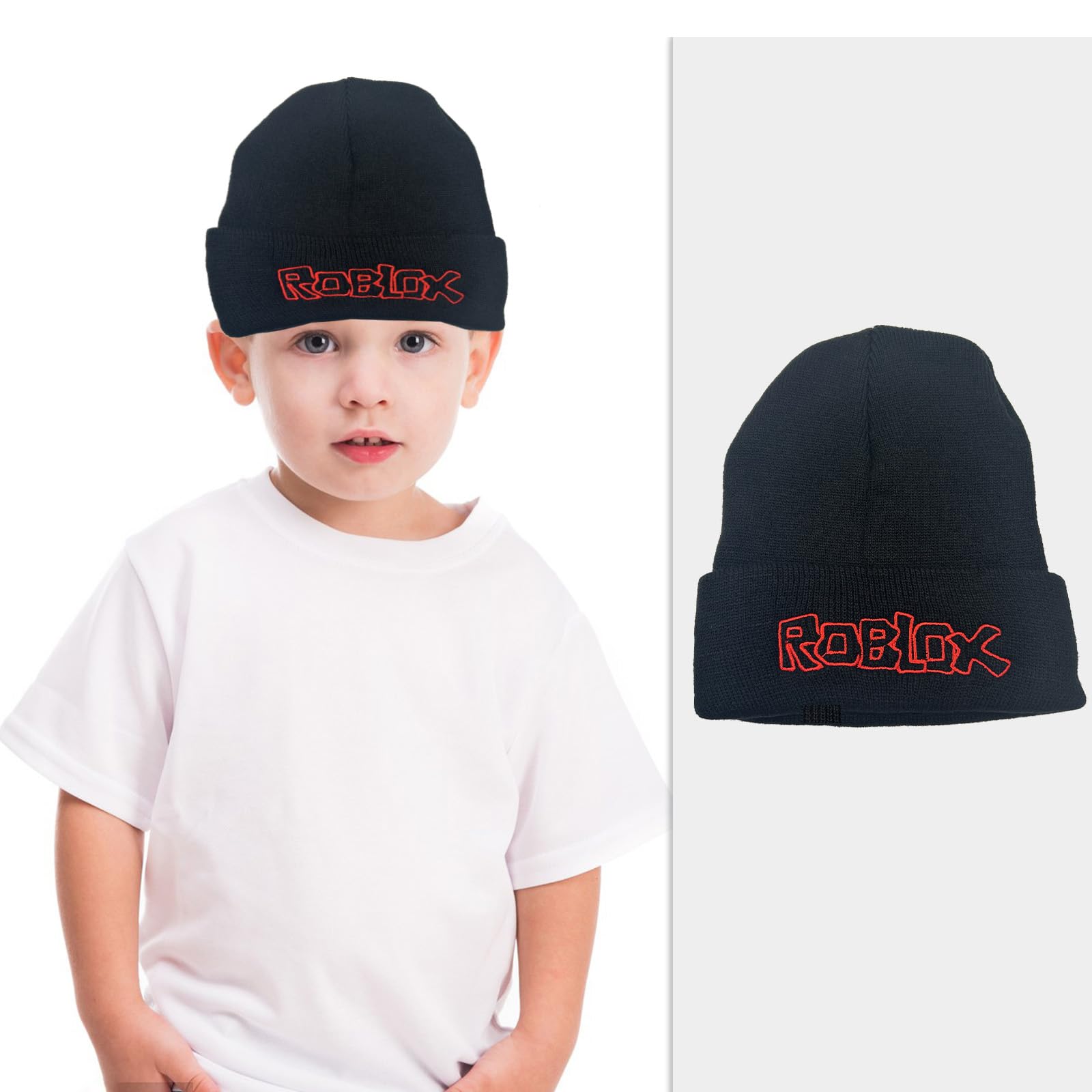 PQKL-Party Cappello Roblox, Berretto Invernale Lavorato a Maglia, Beanie Caldo, Accessori e Gadget Morbido Berretto da Sci per Bambini Ragazzi Ragazze Fan Regalo