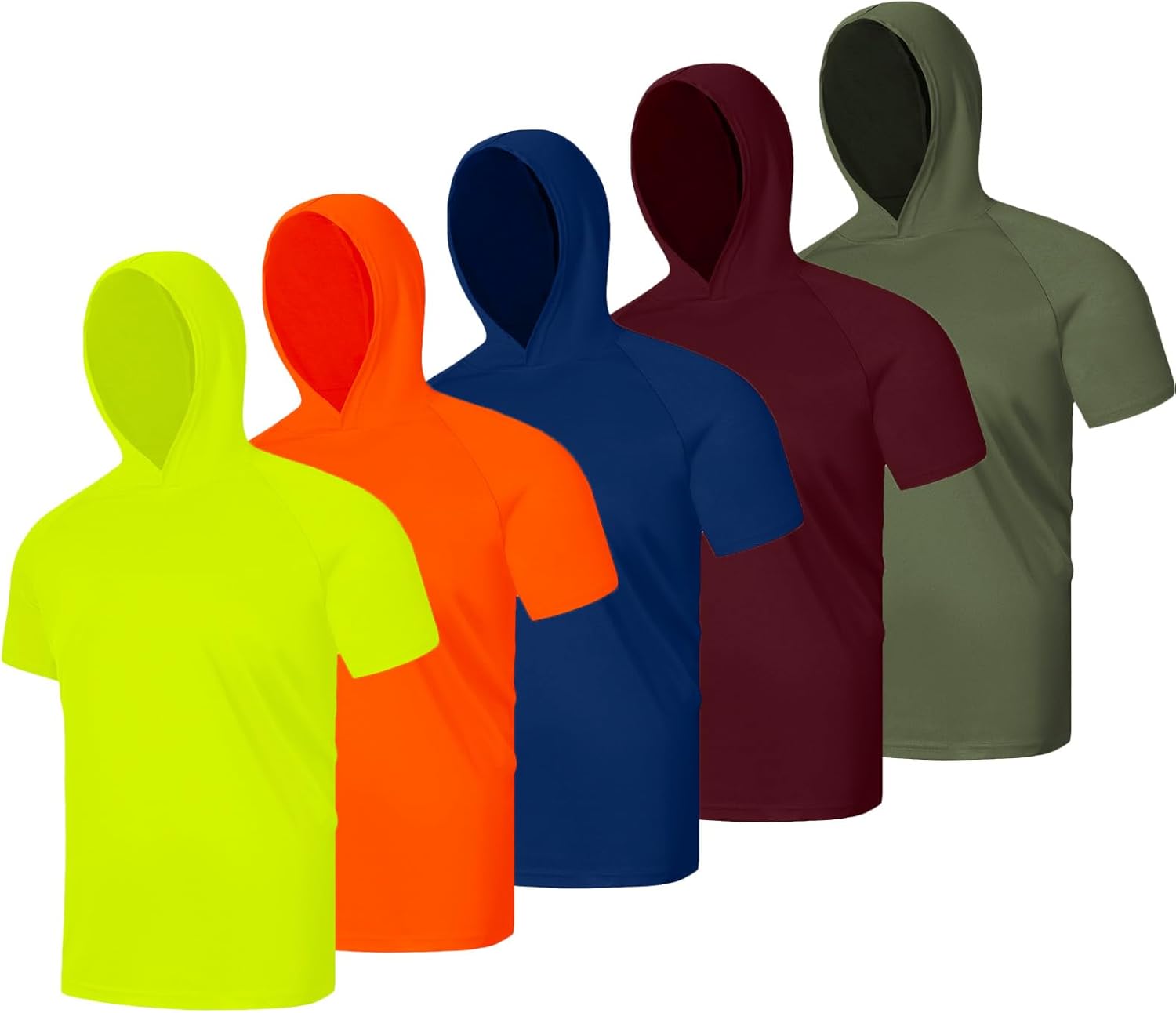 Mens Short Sleeve Fishing Shirts with Hoodie UPF 50+ Sun Protection Lightweight Quick Dry Athletic Hoodies Workout Shirts