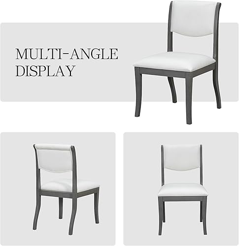 Miniatura 4 de Upholstered Dining Chairs Set of 2, Traditional Elegant Fabric Side Chairs with Curved Lines, Solid Hardwood Frame for Dining Room, Kitchen, Desk