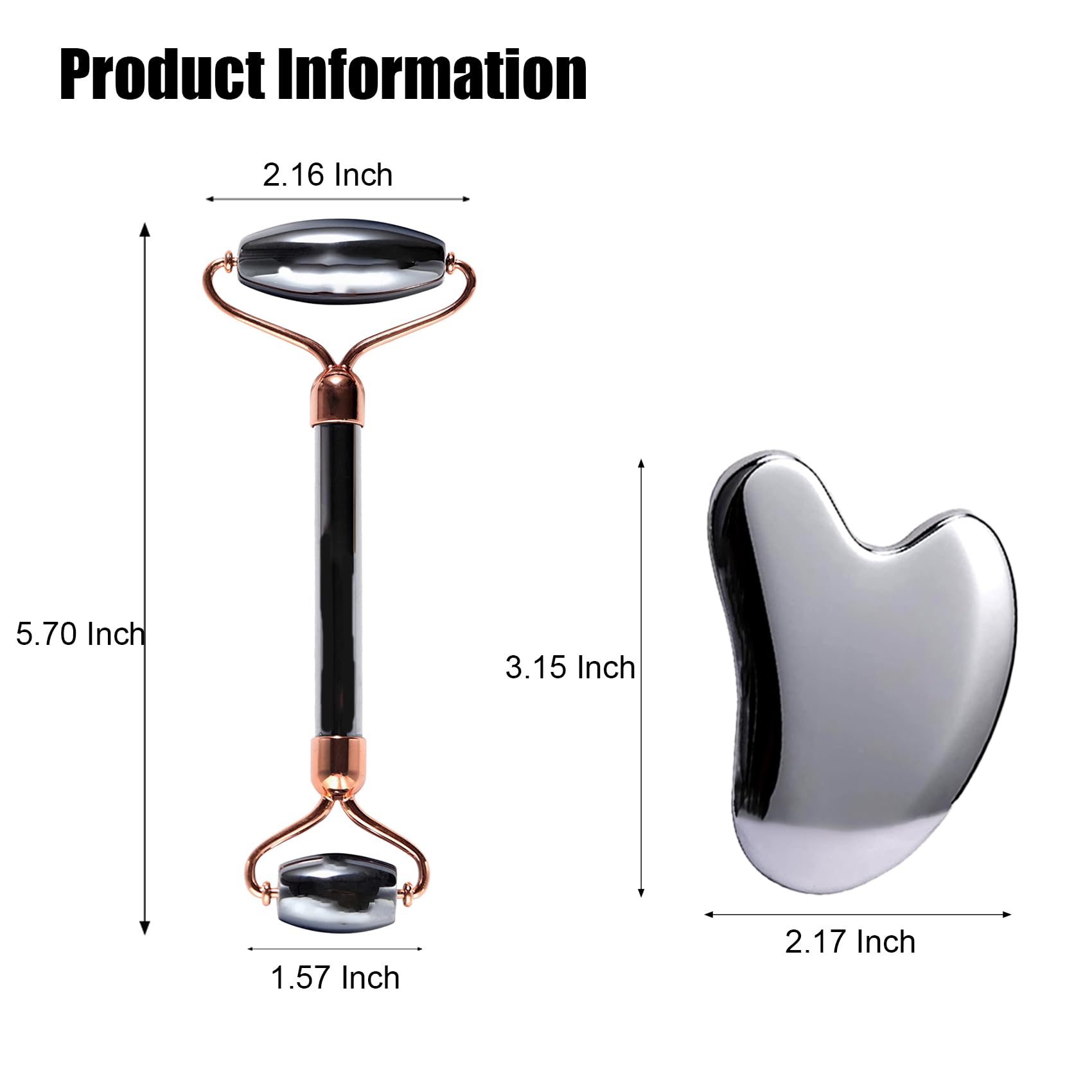 Terahertz Gua Sha & Roller - Set di strumenti per il viso, rullo viso e gua sha, strumento massaggiatore Guasha, per ridurre il gonfiore e migliorare le rughe, idea per mamme e donne