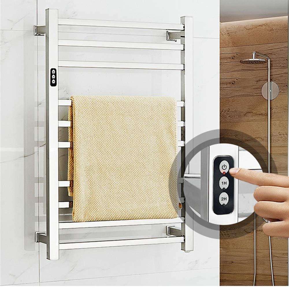 Handtuchwärmer/Elektrischer Handtuchwärmerständer, Handtuchhalter aus Edelstahl 304 mit 10 beheizten Stangen, Handtuchwärmer mit Timer für die Wandmontage im Badezimmer