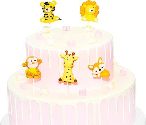 Decoración de pastel de cumpleaños con diseño de animales de dibujos animados en 3D decoración de pastel de león decoración de magdalenas de tigre