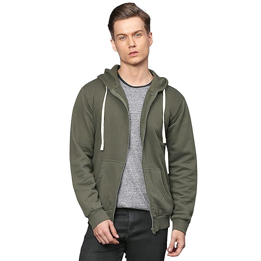 Men Zipper Solid Full Sleeve Stylish Casual Hooded Sweatshirts