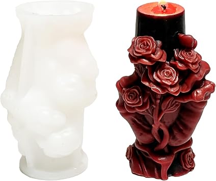 3D Rose Hand Candle Silicone Mold Hand Holding Roses Mold Candle Making Home Decor