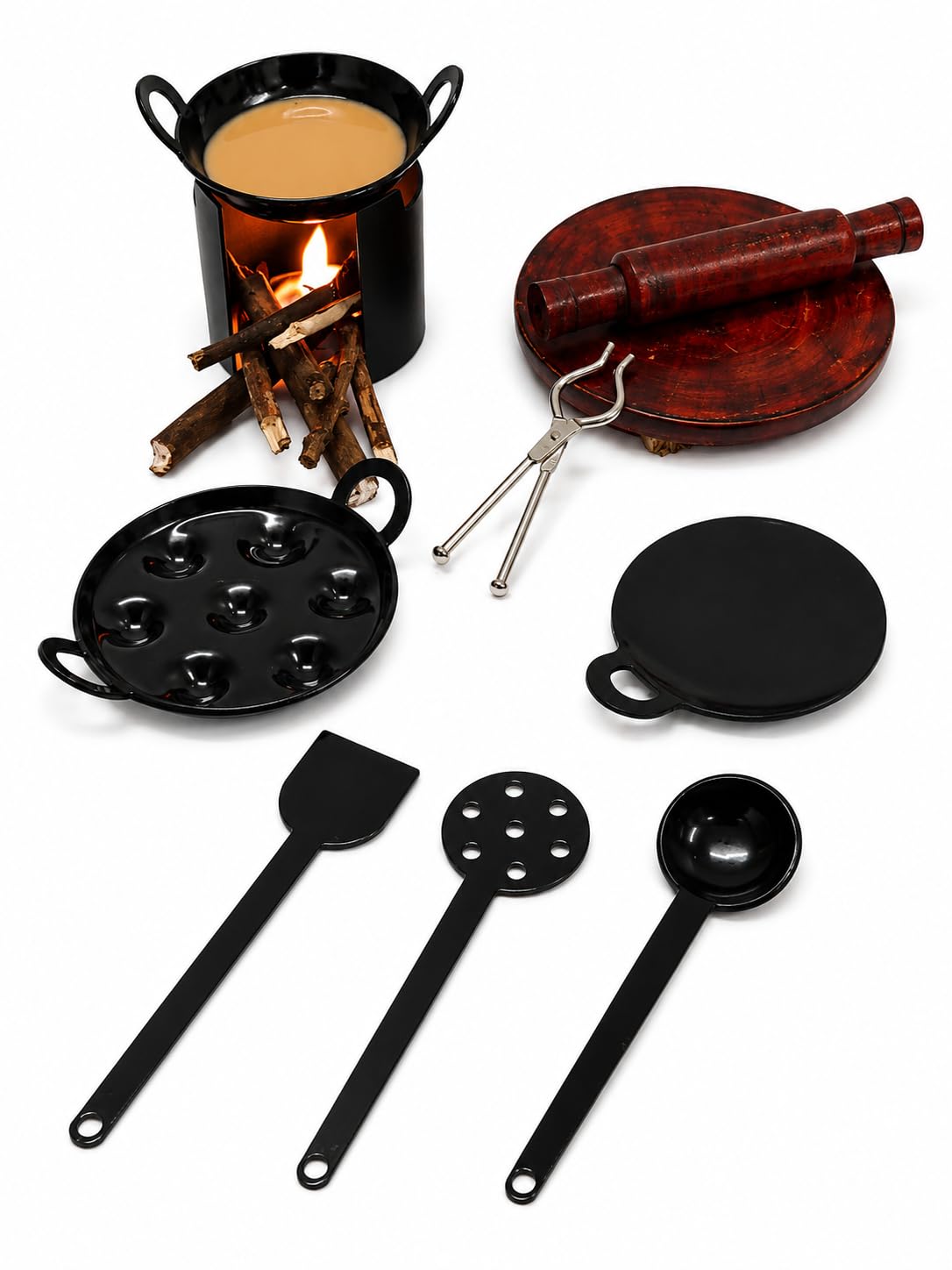 Toys Real Cooking Iron Miniature Kitchen Set for Kids Girl Girls (Single Stove Super Delux)-image-22
