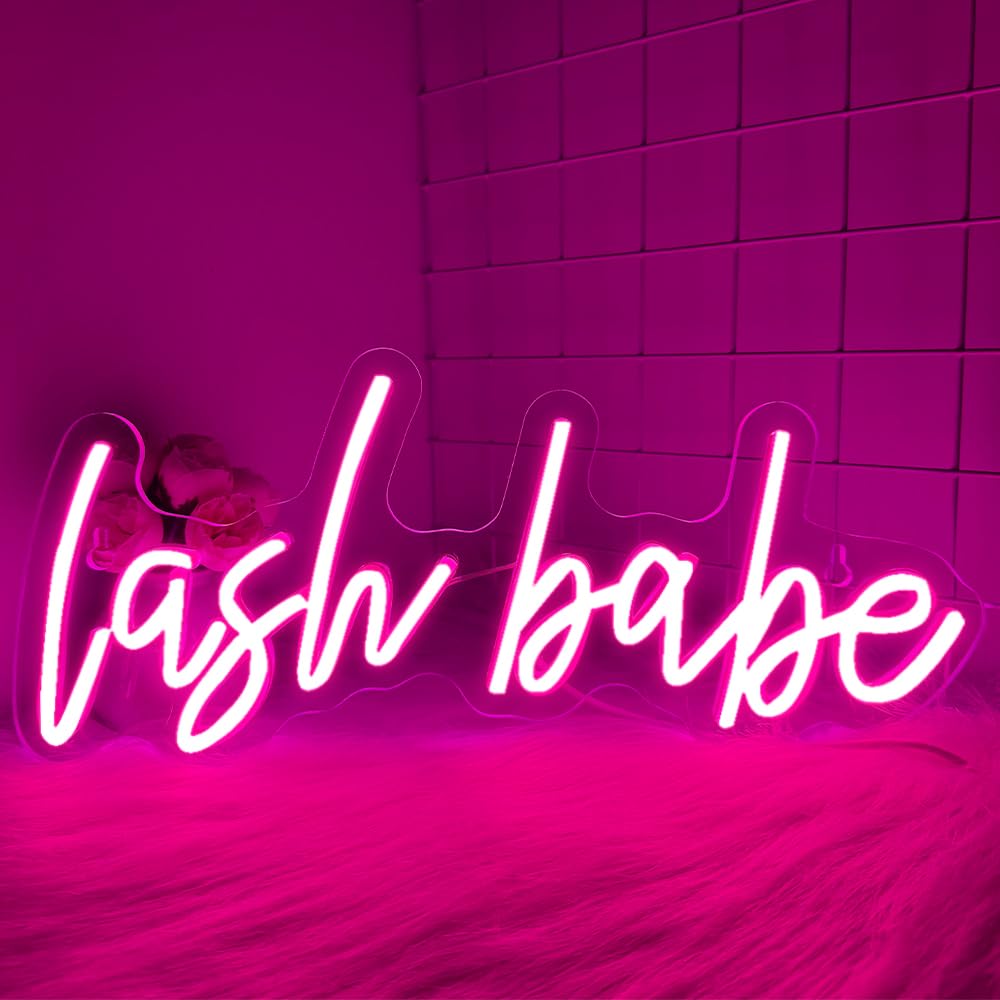 RuCvixkt Lash Babe Neon Sign for Wall Decor Beautiful Pink Lashes Baby Neon Sign for Lash Room Decor LED Light Sign for Lash Salon Beauty Room