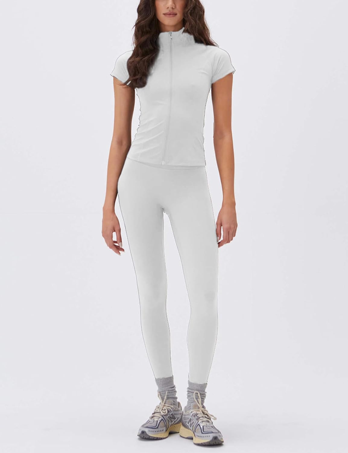 Lviefent Womens Lightweight Full Zip Active Running Track Jacket Workout Short Sleeve Top Slim Fit Yoga Sportswear - Image 5