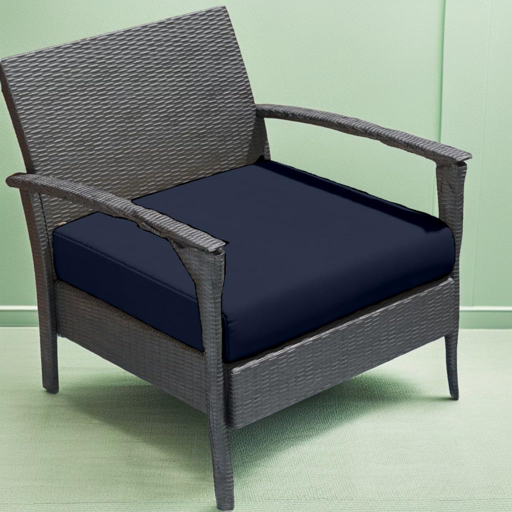 A ATH COLLECTION Seat Pads Cushion for Rattan Garden Furniture 100% Water Resistant Garden Patio Chair Cushions Kitchen Dining Living Room Coffee Shop ALL-PURPOSE Use (Navy, 18"X18"X4")