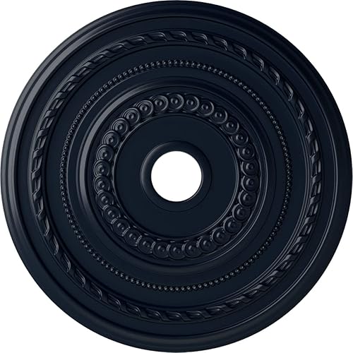 Miniatura 165 de Ekena Millwork CM25COUWF Cole Medallón de techo, 65.8525cmOD x 9.575cmID x 1 3/8"P, pintado a mano blanco ultra puro