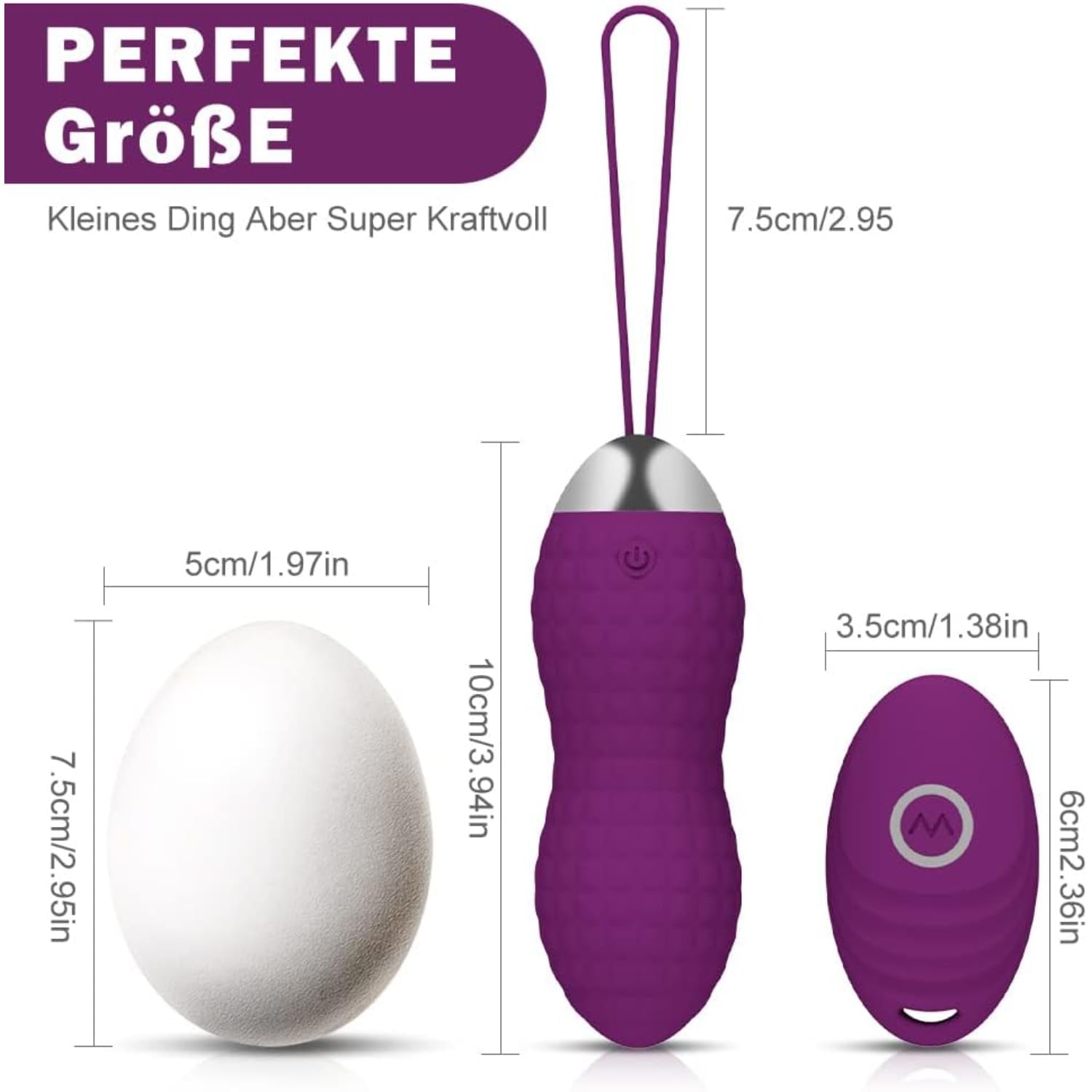 Vibratore, vibratore a forma di proiettile, stimolatore del punto G a forma di proiettile, dotato di telecomando wireless da 10 metri, 10 modalità di vibrazione