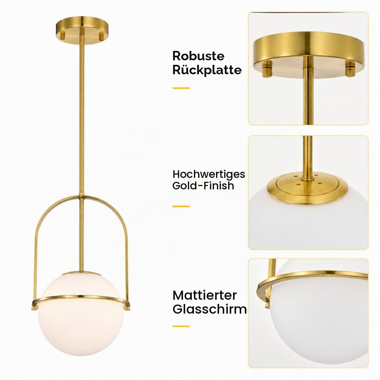 Alighting Pendelleuchte Gold mit Milchglas Kugel Ø18 cm