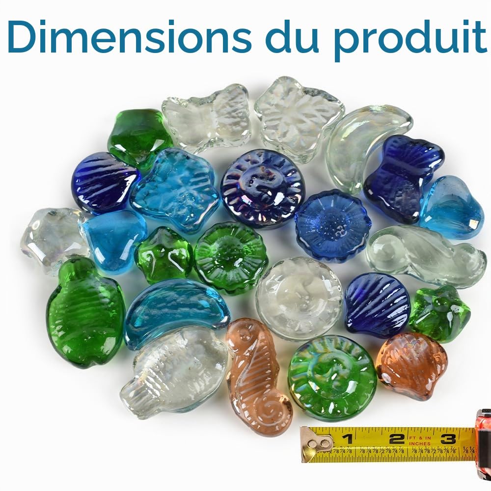 Galets en Verre pour décoration de 0,5 kg, Billes Plates en Verre pour Arrangements Floraux, vases, Pierres précieuses d'aquarium, décoration de Vase