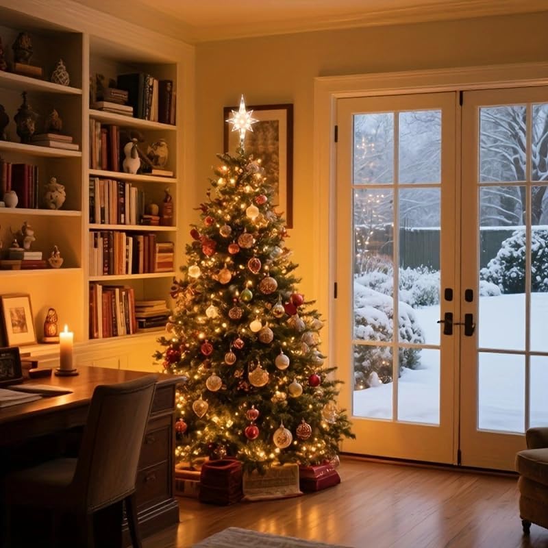 Christmas Tree Topper,Bethlehem Star Tree Topper Warm Lights, Bethlehem Star Christmas Tree Decoration for Christmas Holiday Home Fit for General Size Xmas Tree, 12.9inch - Image 5