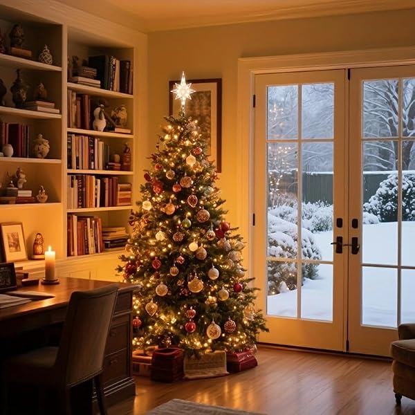 Christmas Tree Topper,Bethlehem Star Tree Topper Warm Lights, Bethlehem Star Christmas Tree Decoration for Christmas Holiday Home Fit for General Size Xmas Tree, 12.9inch by LAMPHOME - Image 5