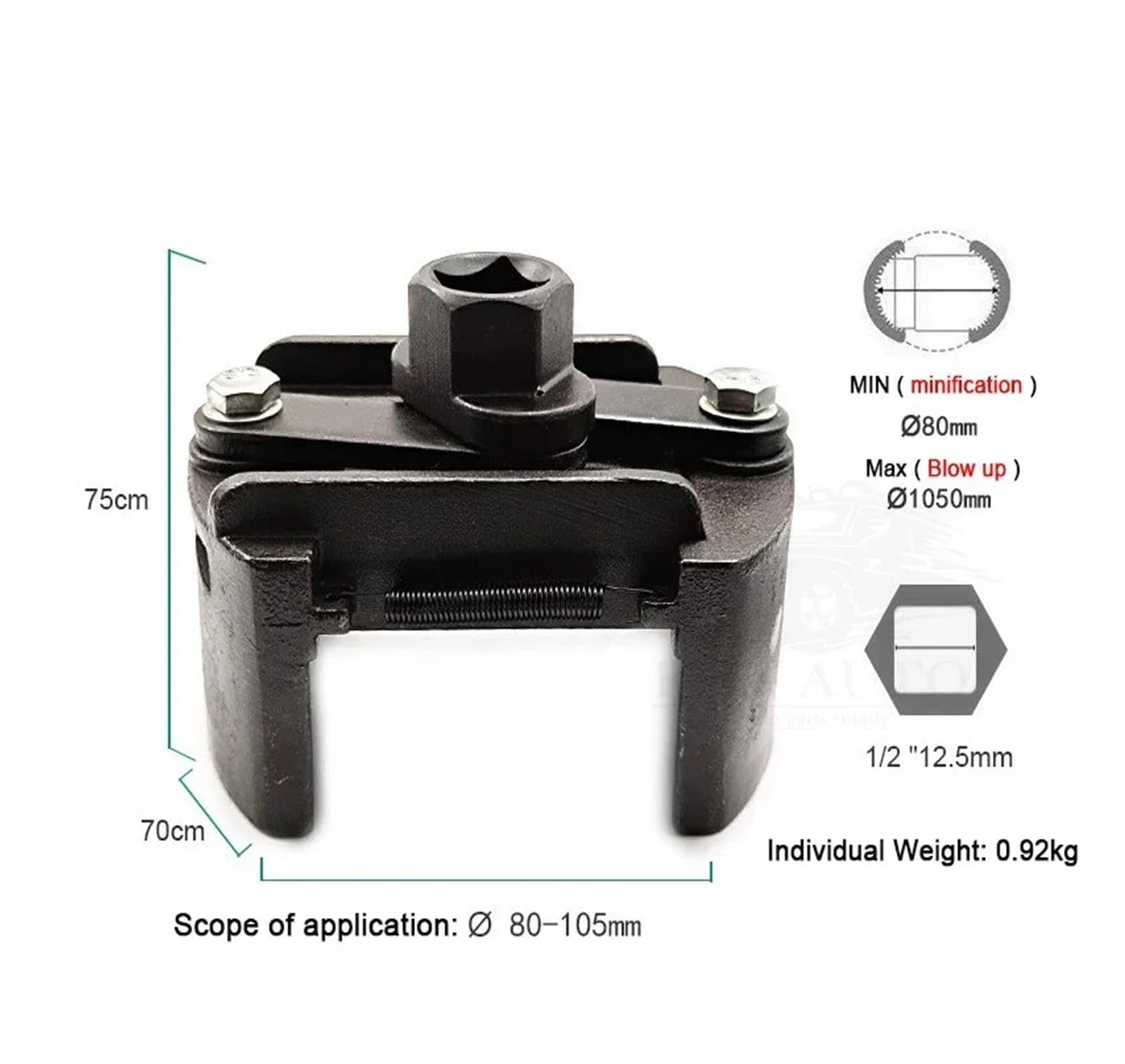 Llave para filtro de aceite Llave de acero ajustable de 60-105mm for llave de filtro de aceite de coche herramienta de reparación de eliminación de combustible fundido(Medium)