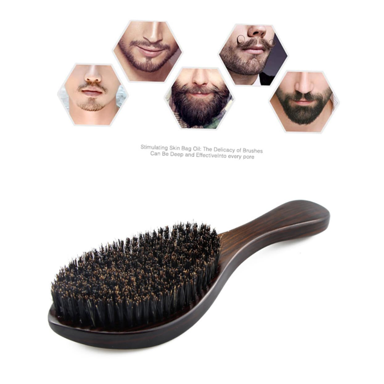 VALICLUD 3 Pièces Brosse à Friser Brosse à Barbe Coffee Bambou