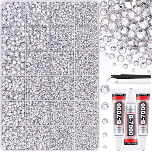 BELLEBOOST 36000Pcs Clear Silver Rhinestones Bedazzling Kit