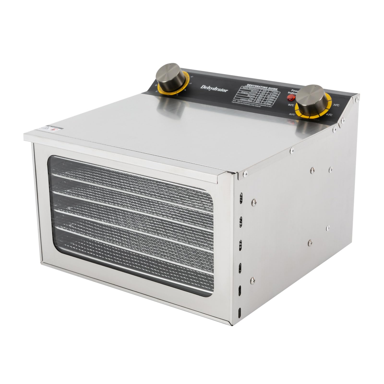 Food Dehydrator, 400w D-ehydrator for Herbs, 6-Tray Stainless Steel Dehydrator Machine, 12h Timer, 86-194? Adjustable Temperature, 360° Hot Air Circulation, Practical Handle and Latch, Silver