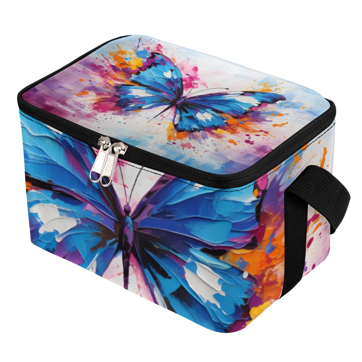 GzLeyigou Lunch Bags for Women Men 9 Cans,Watercolor Butterfly Hot & Cold Food Delivery Bag Insulated Grocery Bag Insulated Lunch Box Butterfly Cooler Bag for Office Work Picnic Beach